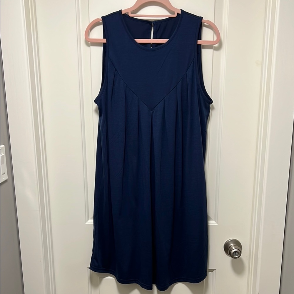 SHEIN Blue Sleeveless Crew Neck Sundress